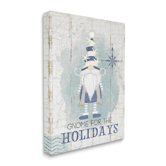 Stupell Industries Gnome For The Holidays Nautical Canvas Wall Art